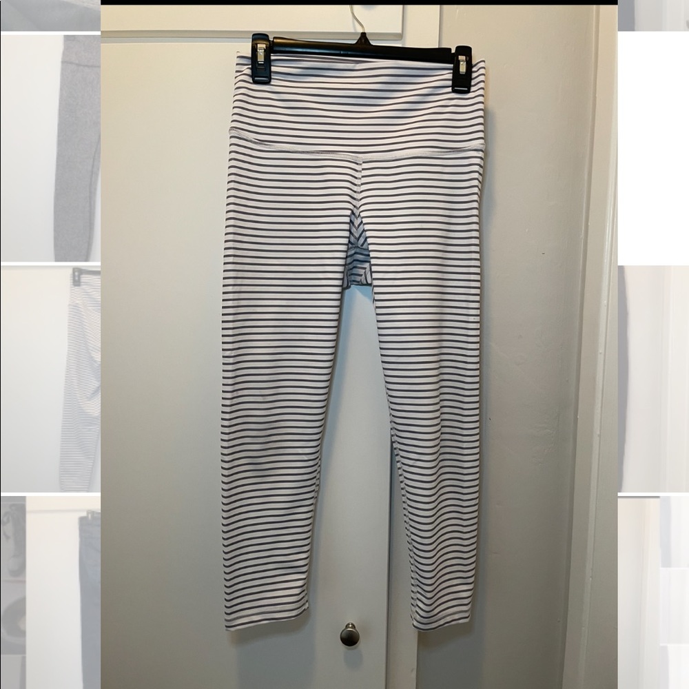 DYI White and Grey Striped Leggings